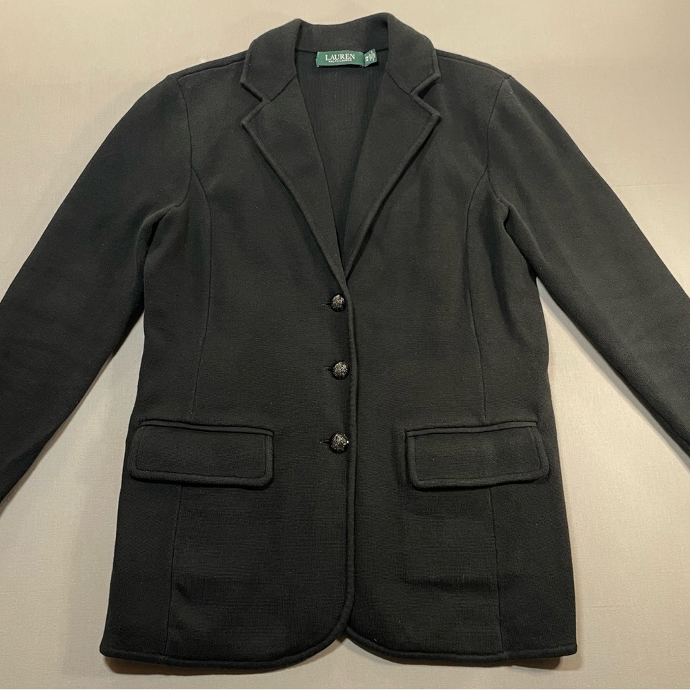 Lauren Ralph Lauren Combed Cotton-Blend Sweater Blazer - Womens Petite Medium - Picture 5 of 14